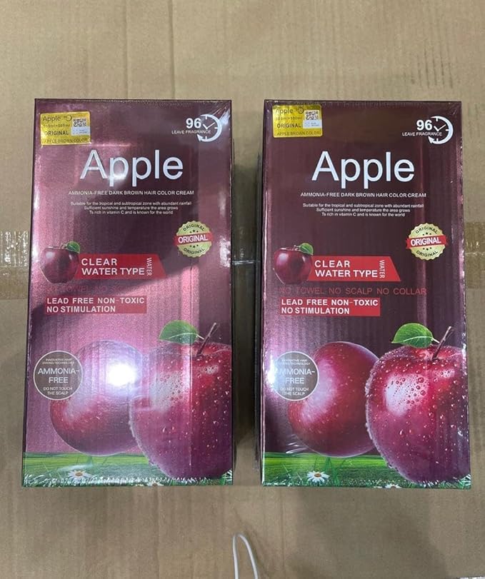 ابل  كريم صبغة شعر بني داكن بنكهة التفاح (Malus domestica) خالٍ من الأمونيا، غني بفيتامين سي، يدوم 96 ساعة، قطعتان - Image 4